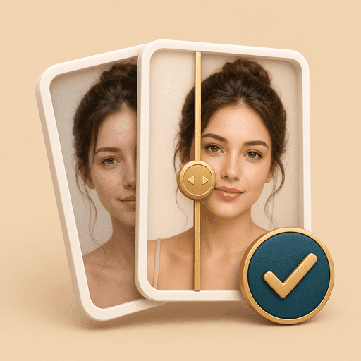Icon showing two portrait cards with a comparison slider