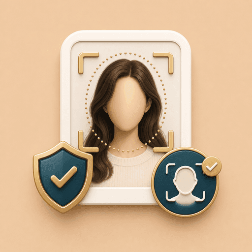 Icon showing face visibility and upload checks for a face enhancer