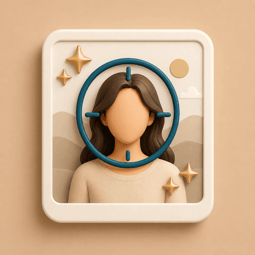 Icon showing a portrait card with a face focus ring for Face Enhancer
