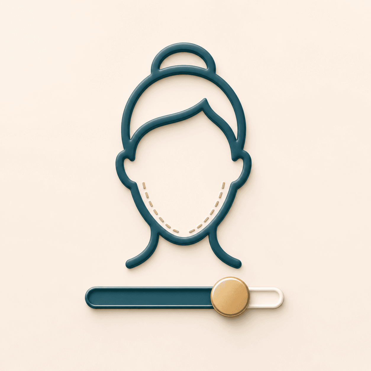Icon showing a face slimmer strength slider beside a portrait outline