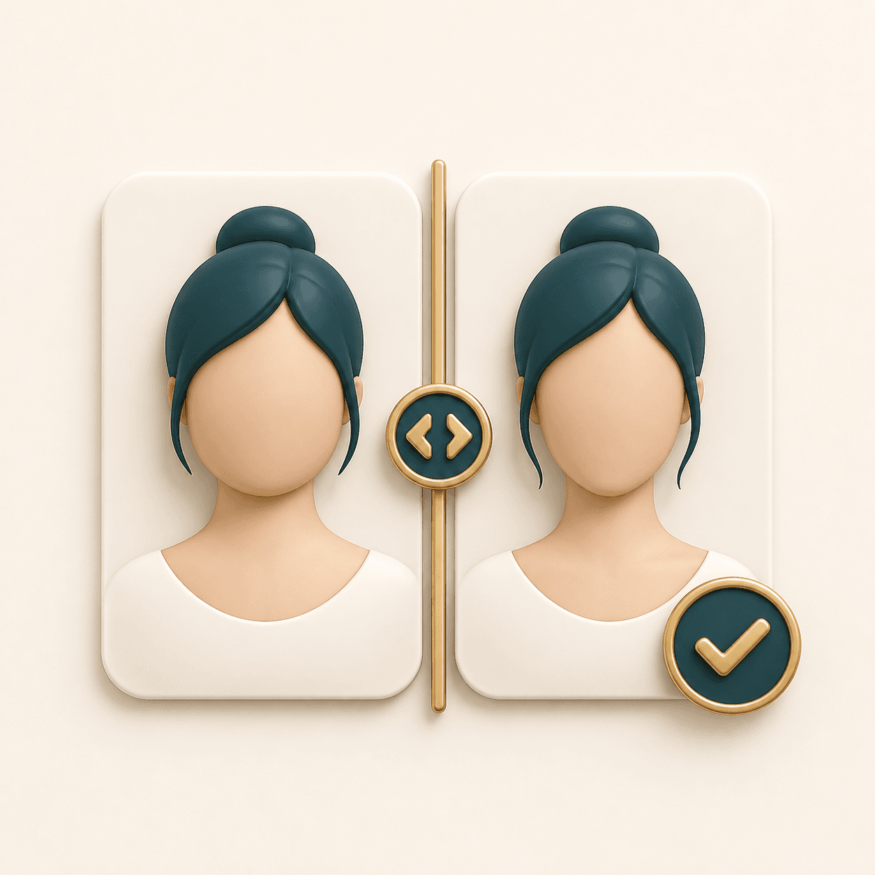 Icon showing two portrait cards with a before and after comparison handle