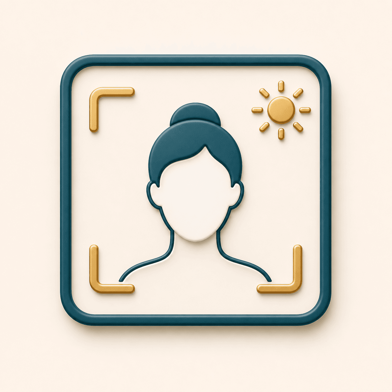 Icon showing face upload focus corners and lighting guidance
