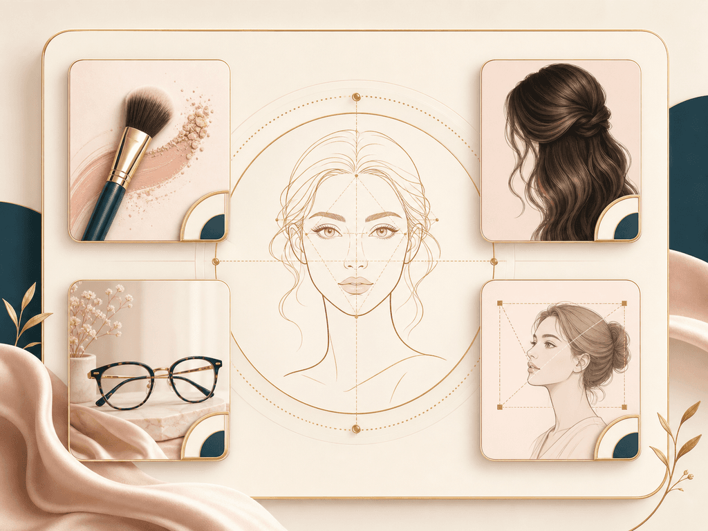 Beauty notes for makeup, hairstyle, eyewear, and camera angle suggestions