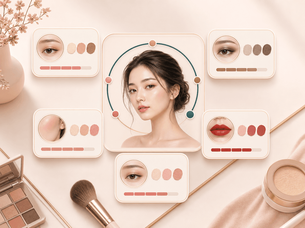 Split portrait illustration showing gentle facial symmetry comparison