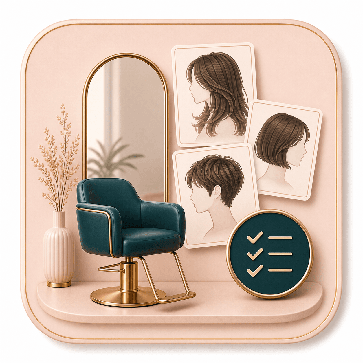 Icon showing salon consultation cards for practical hairstyle direction