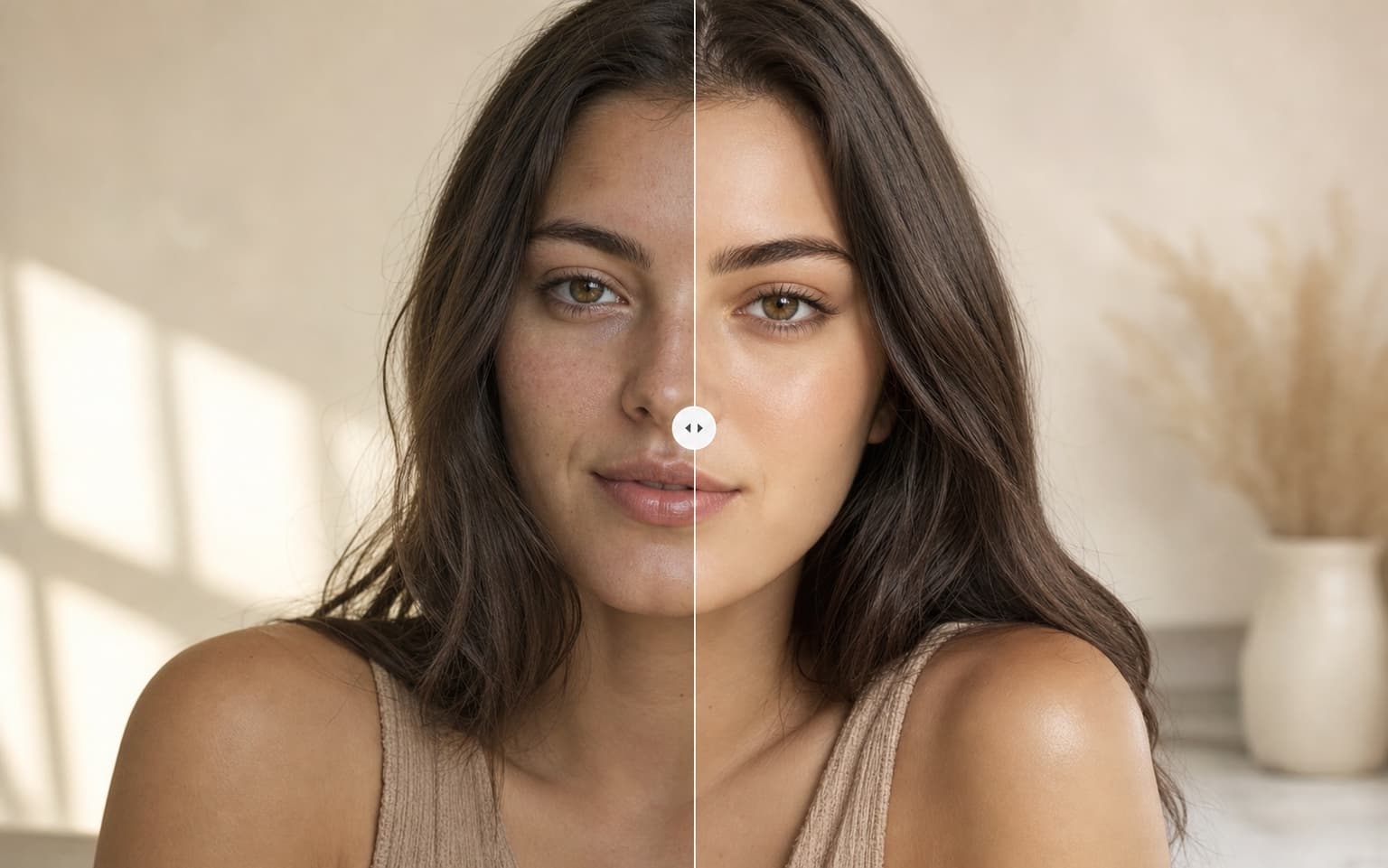 Before and after portrait enhancement comparison