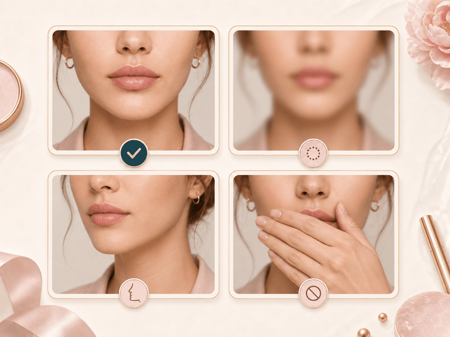 Feature image showing clear, blurry, angled, and covered lip photo examples