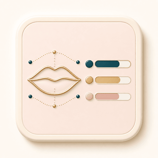 Icon showing a lip outline beside abstract confidence bars