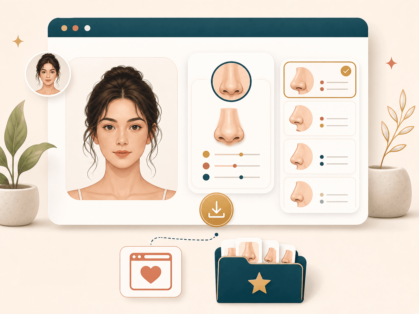 Feature image showing a browser result page with a nose type card and thumbnail