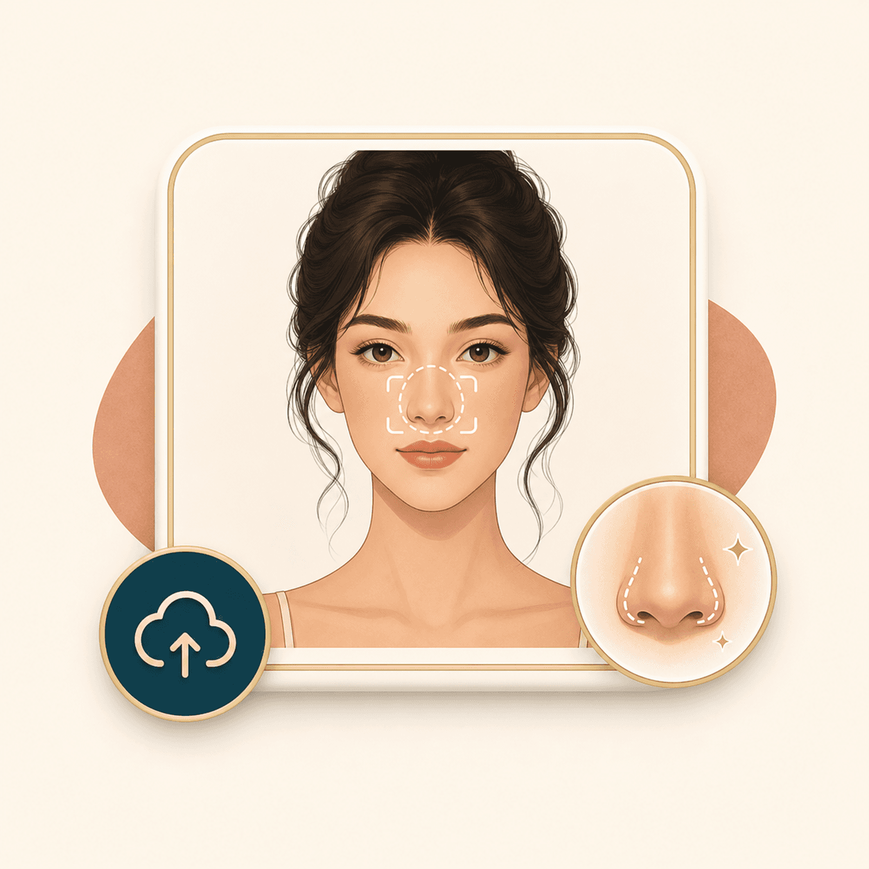 Icon showing one portrait upload with a nose focus marker