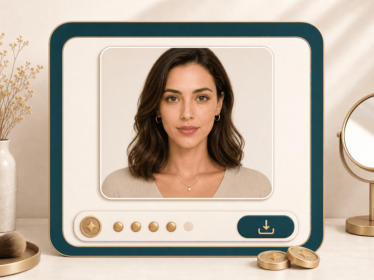 Result panel with credit tokens for an open eyes photo generation