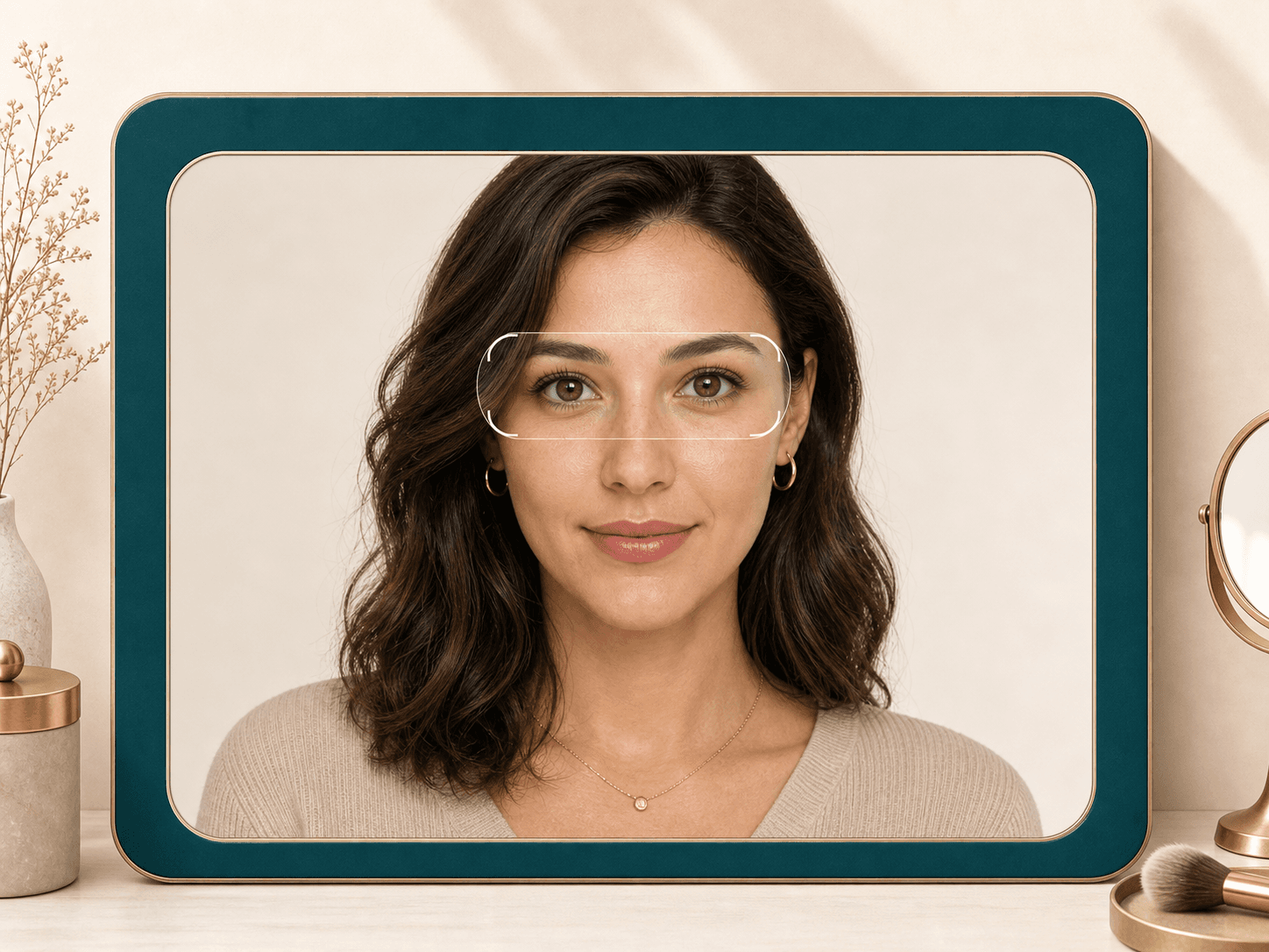 Portrait preview with the eye area highlighted for identity preserving editing