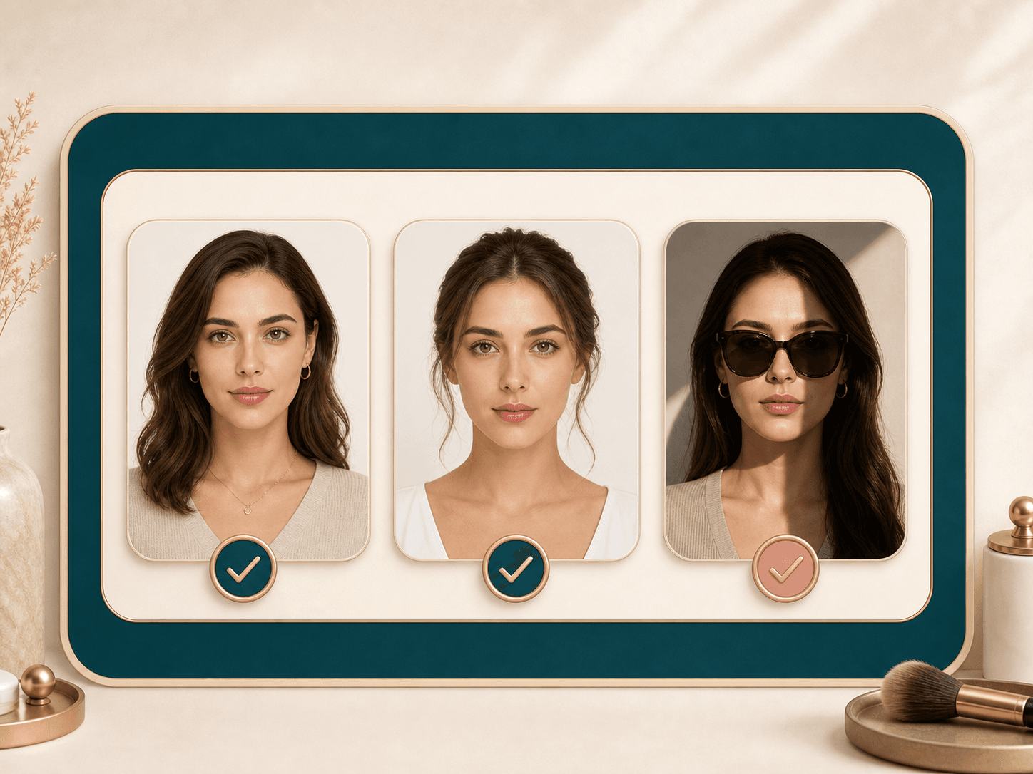 Photo guidance cards showing clear light and visible face details