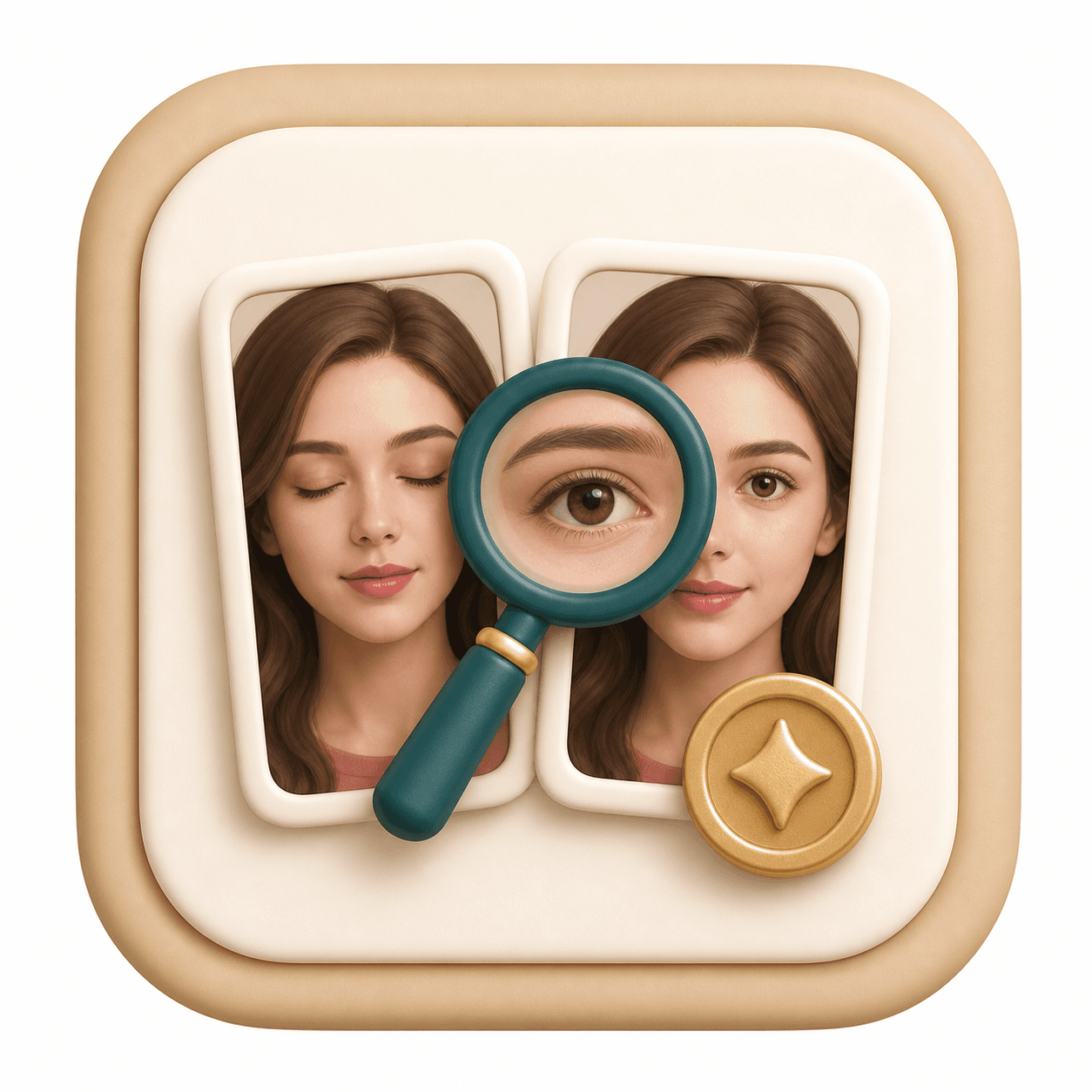 Icon showing before and after review for an eye correction result