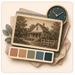 Icon showing an archival photo, clock, and muted color swatches