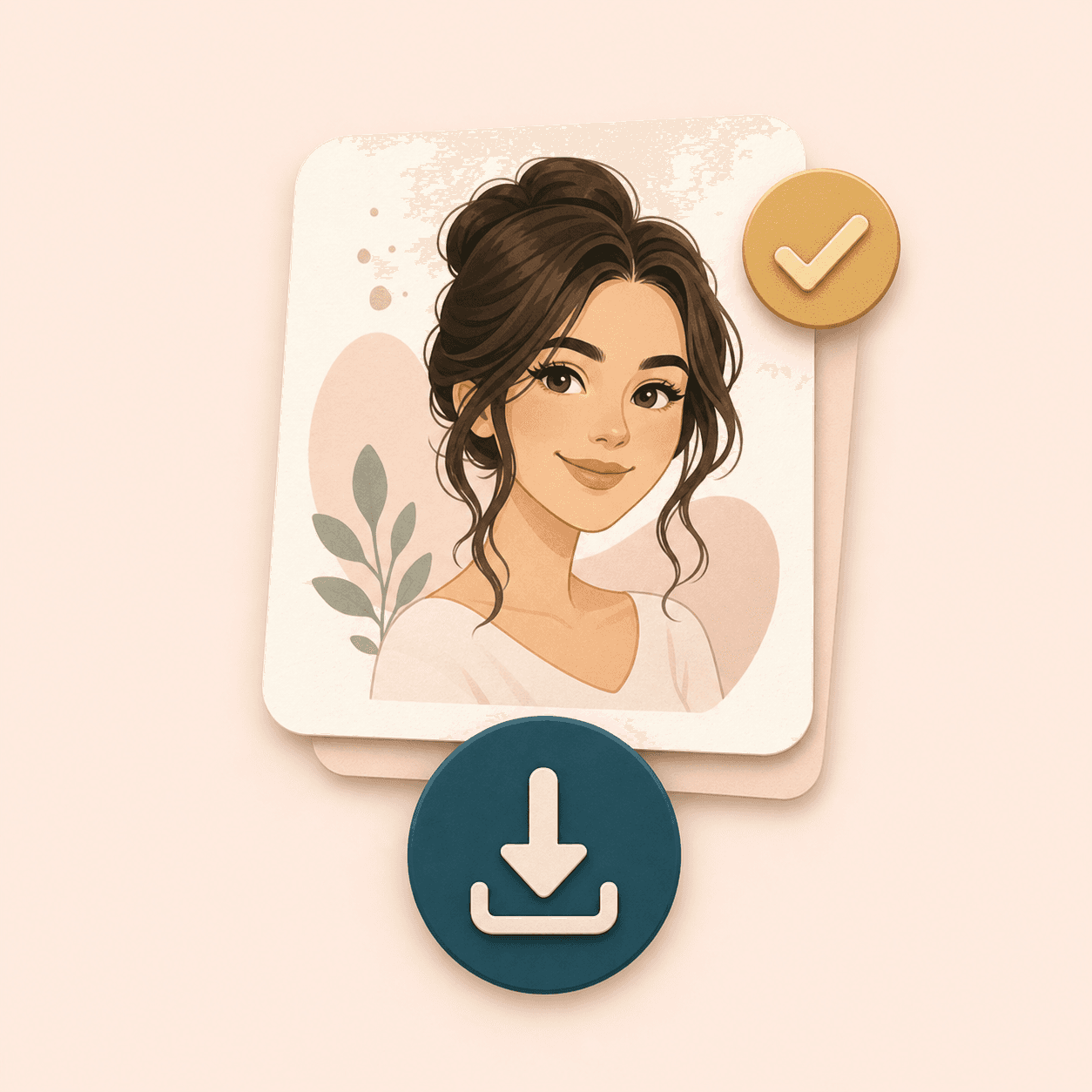 Icon showing a downloadable cartoon portrait result