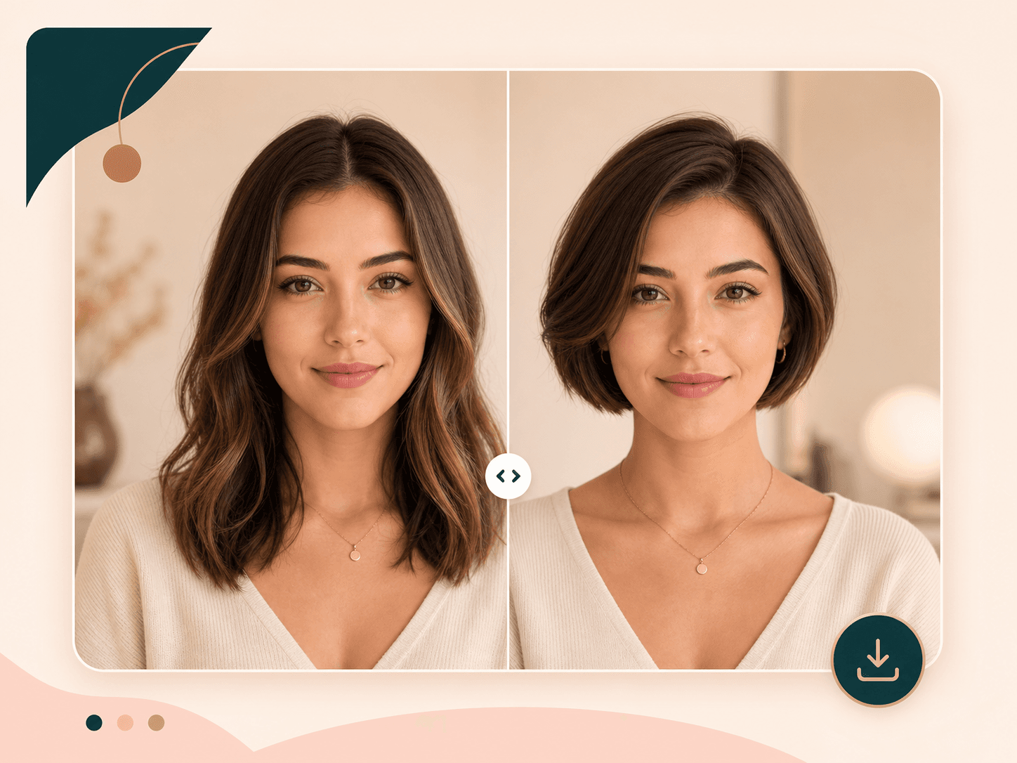Short Hair Filter before and after slider with a generated short haircut result