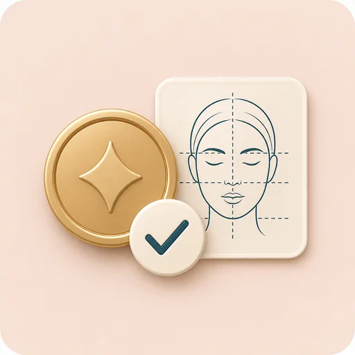 Icon showing a simple face report for plain language smile cues