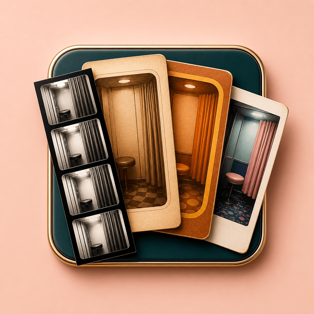 Vintage Photo Booth style swatches for black and white, sepia, and warm booth looks