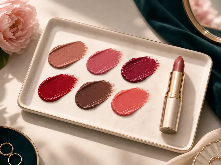Six lipstick swatches for virtual lipstick try on shade presets