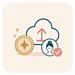 Icon showing credits and responsible upload guidance