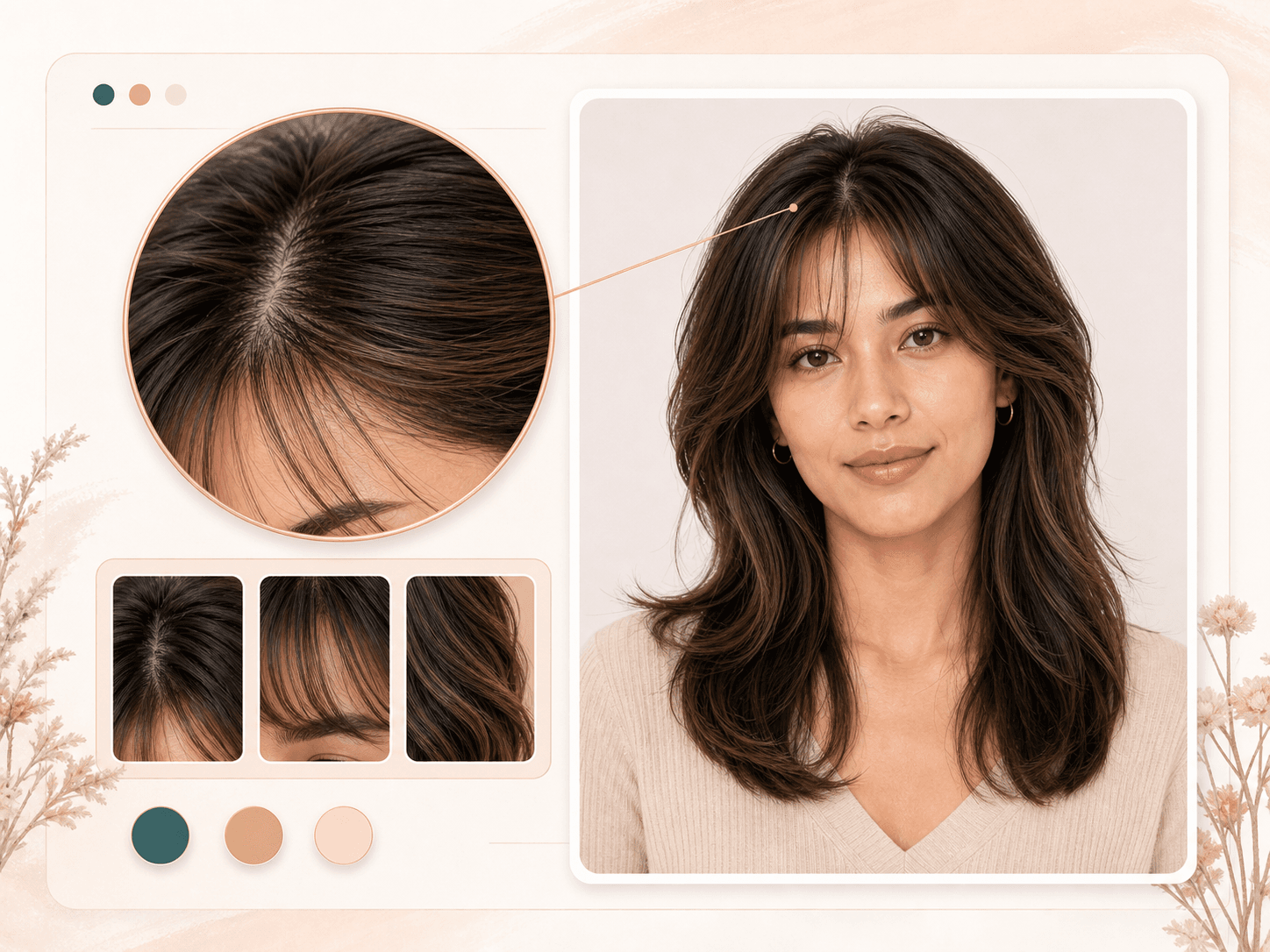 Hairline and strand texture detail for a realistic AI hairstyle preview