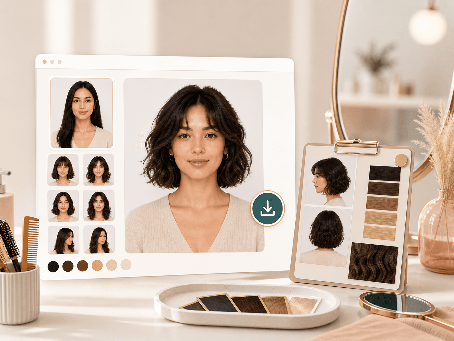 Generated hairstyle preview saved as a salon reference image