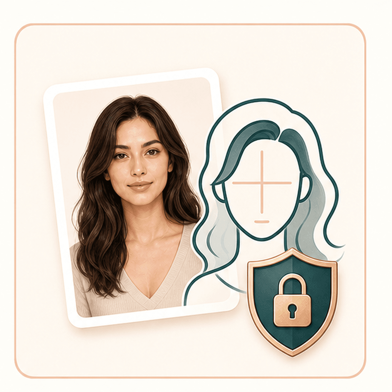 Icon showing a locked portrait for identity aware hairstyle editing
