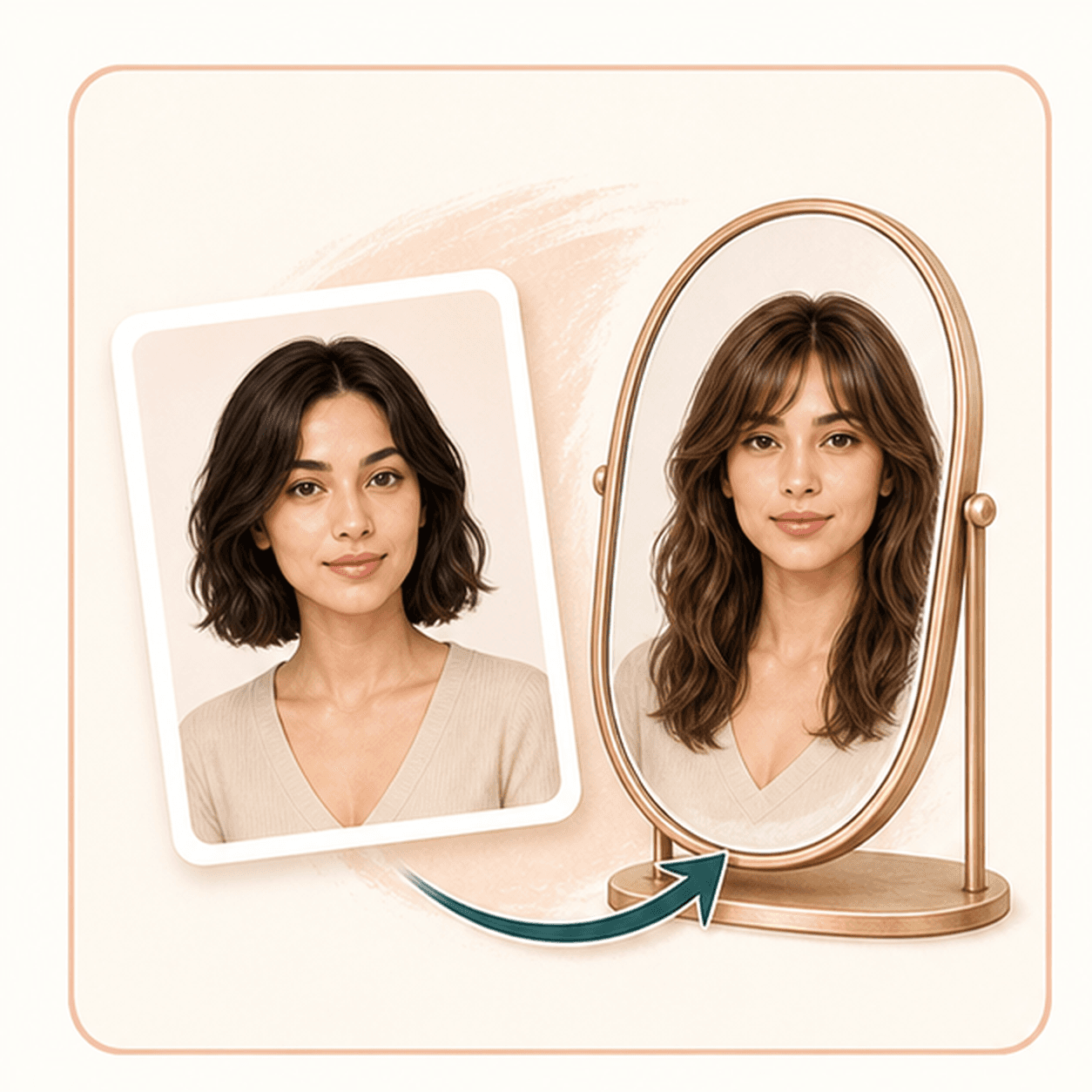 Icon showing a haircut preview beside a salon mirror