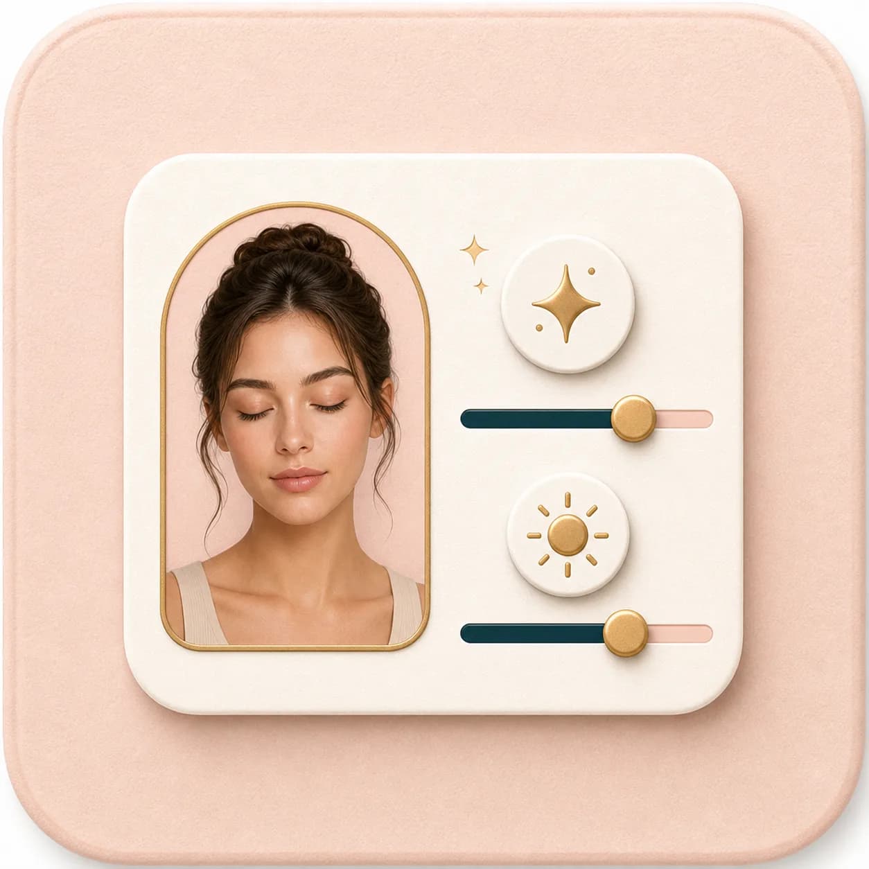 Icon showing two adjustable controls for AI skin retouching
