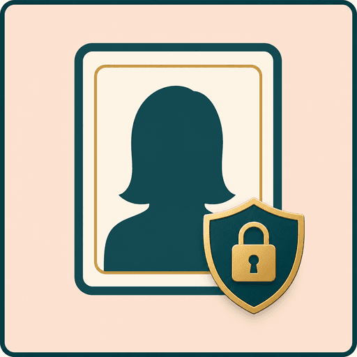 Icon showing a protected portrait for identity aware AI yearbook generation