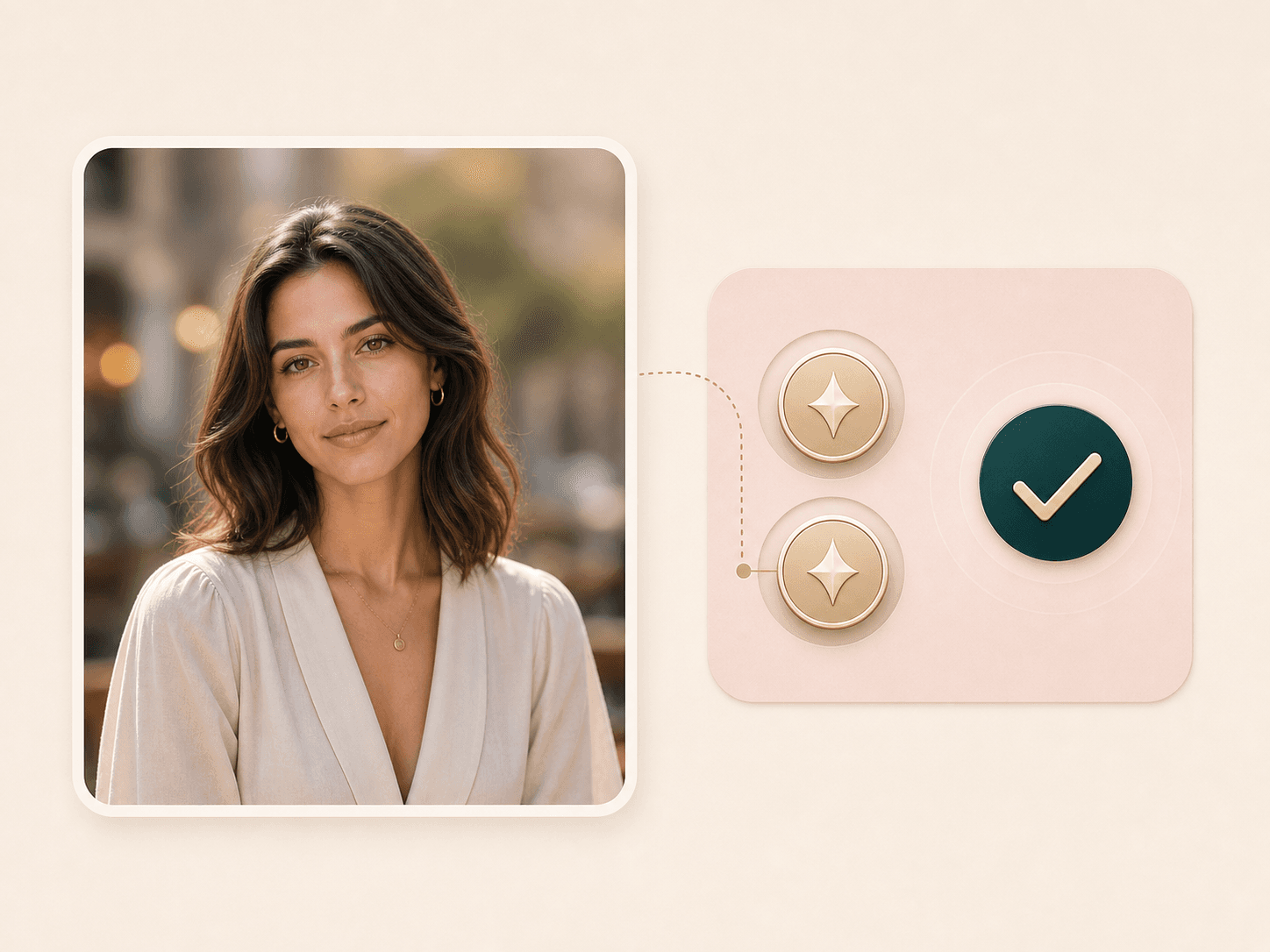 Credit tokens beside a completed background blur portrait