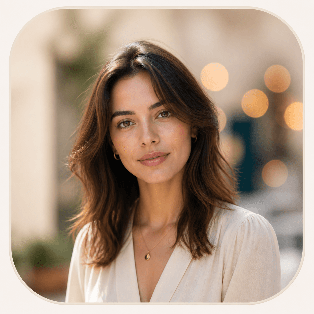 Icon showing a sharp portrait with natural background depth