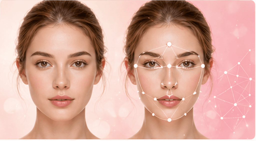 Face Harmony Test preview showing a portrait and feature balance report