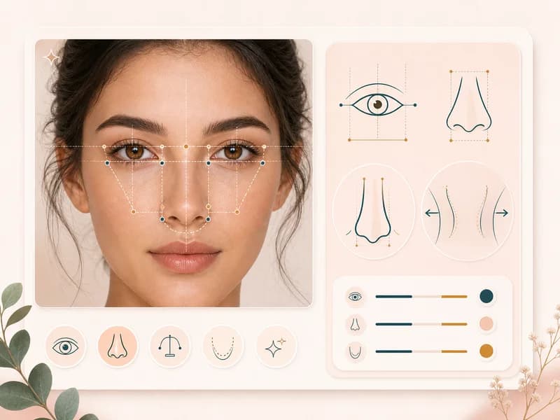 Illustration of eye and nose coordination guide lines on a portrait card