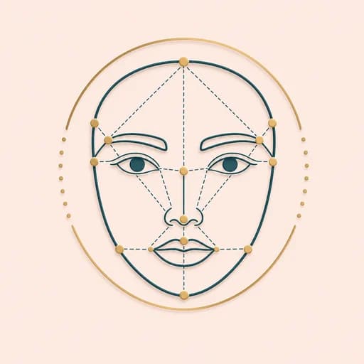Icon showing facial feature relationship lines for a face harmony test