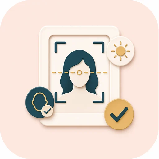Icon showing a clear portrait photo check for face harmony analysis