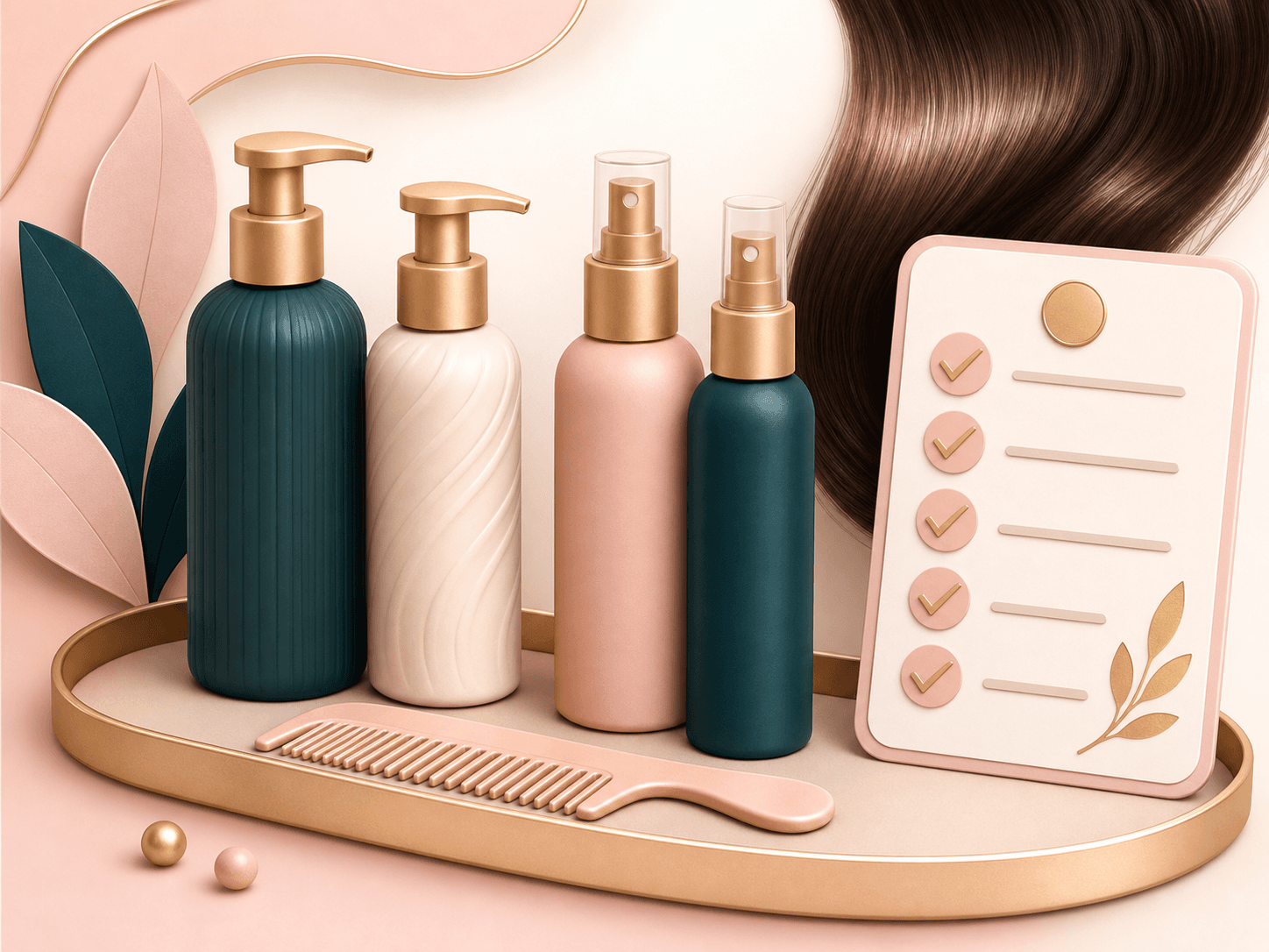 Feature image showing hair care routine suggestions and product categories