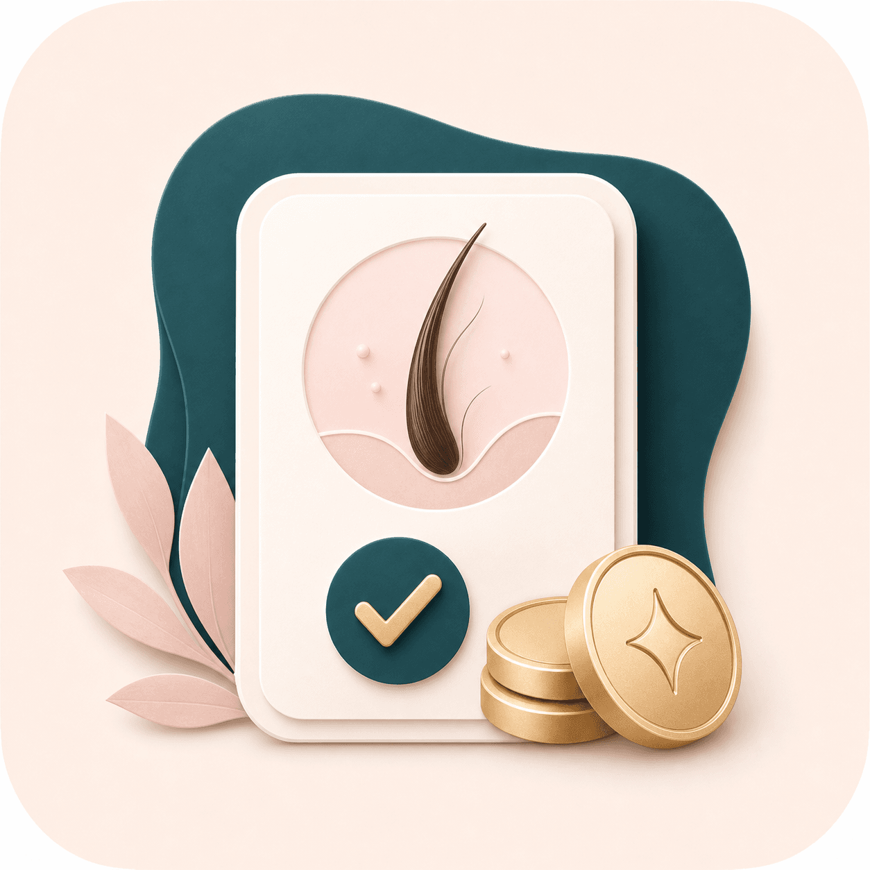 Icon showing credit tokens beside a completed hair analysis