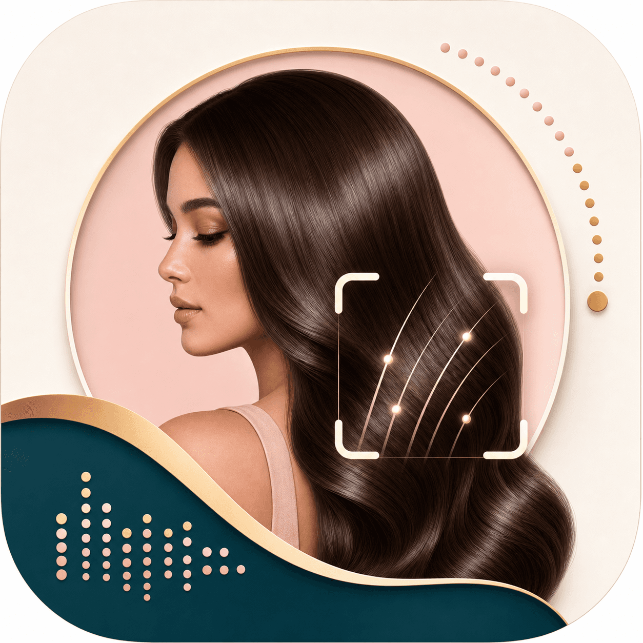 Icon showing a focused visible hair quality scan