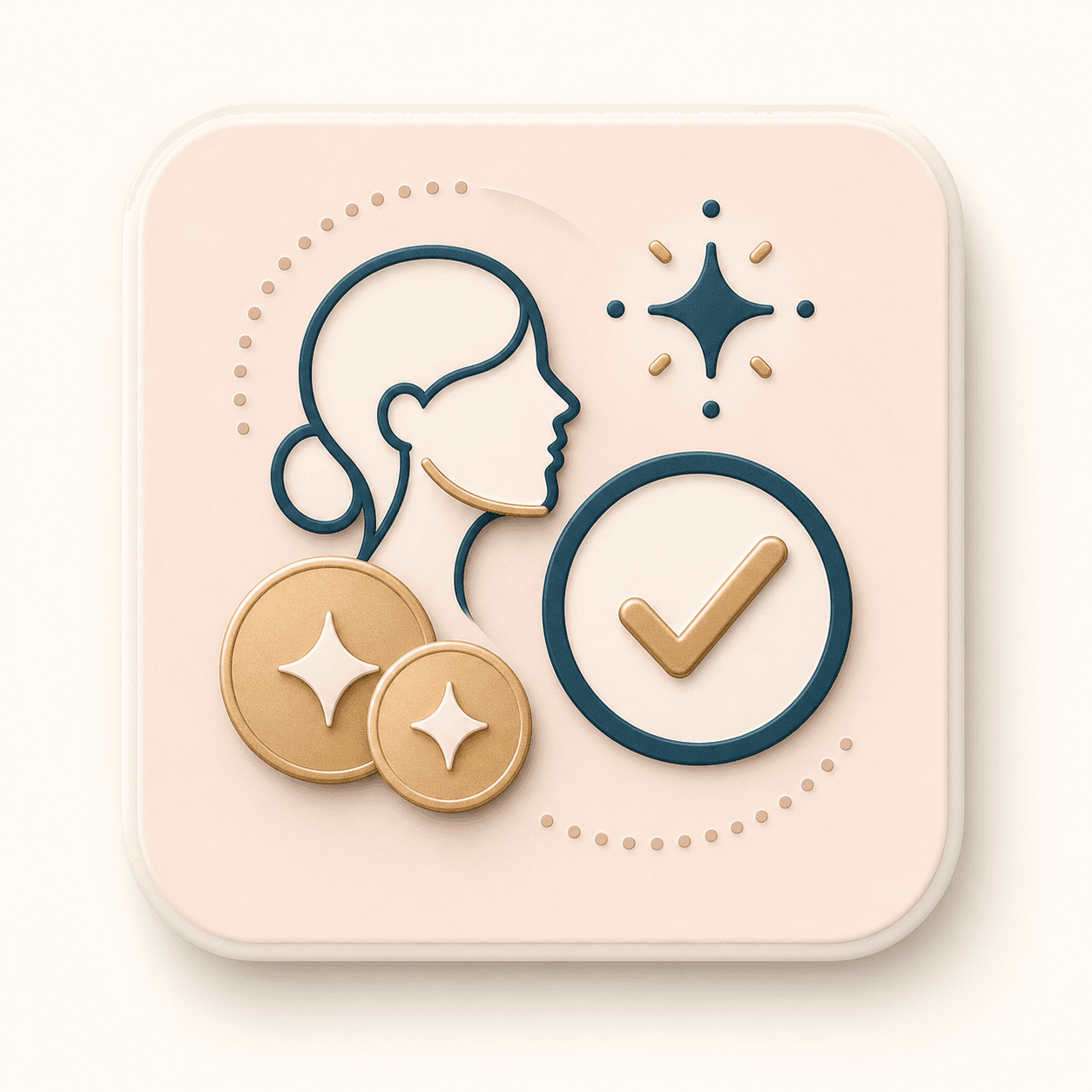 Icon showing credit tokens and a successful detector run
