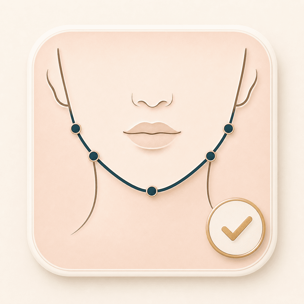 Icon showing a mapped lower face curve for jawline contour analysis