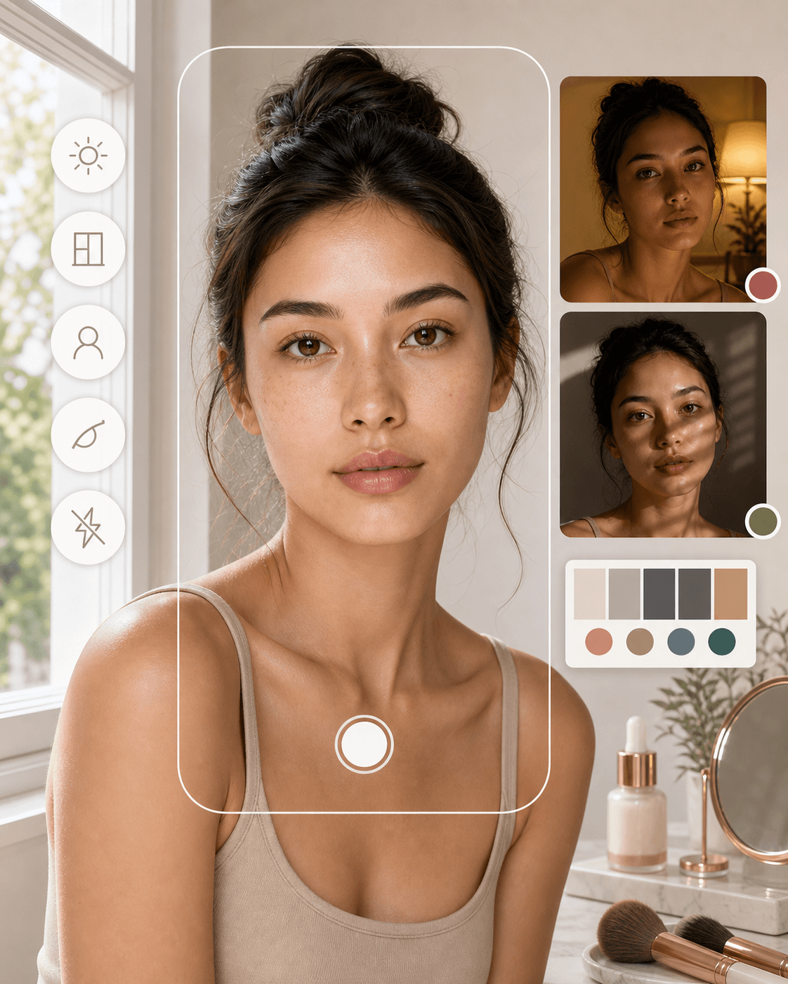 Daylight portrait setup for clearer skin tone detector photo input