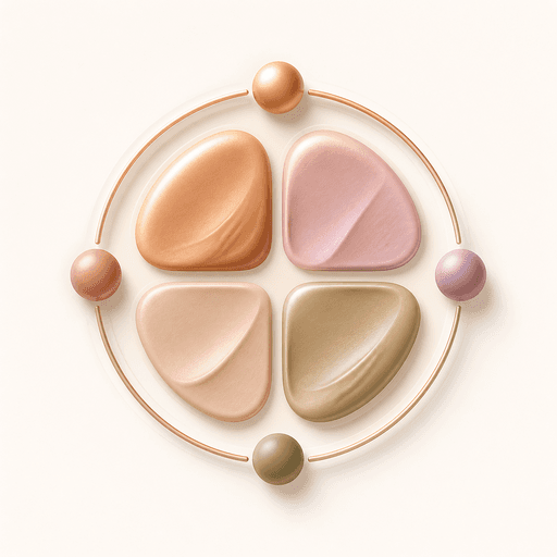 Icon with four undertone color chips for warm cool neutral and olive skin reads