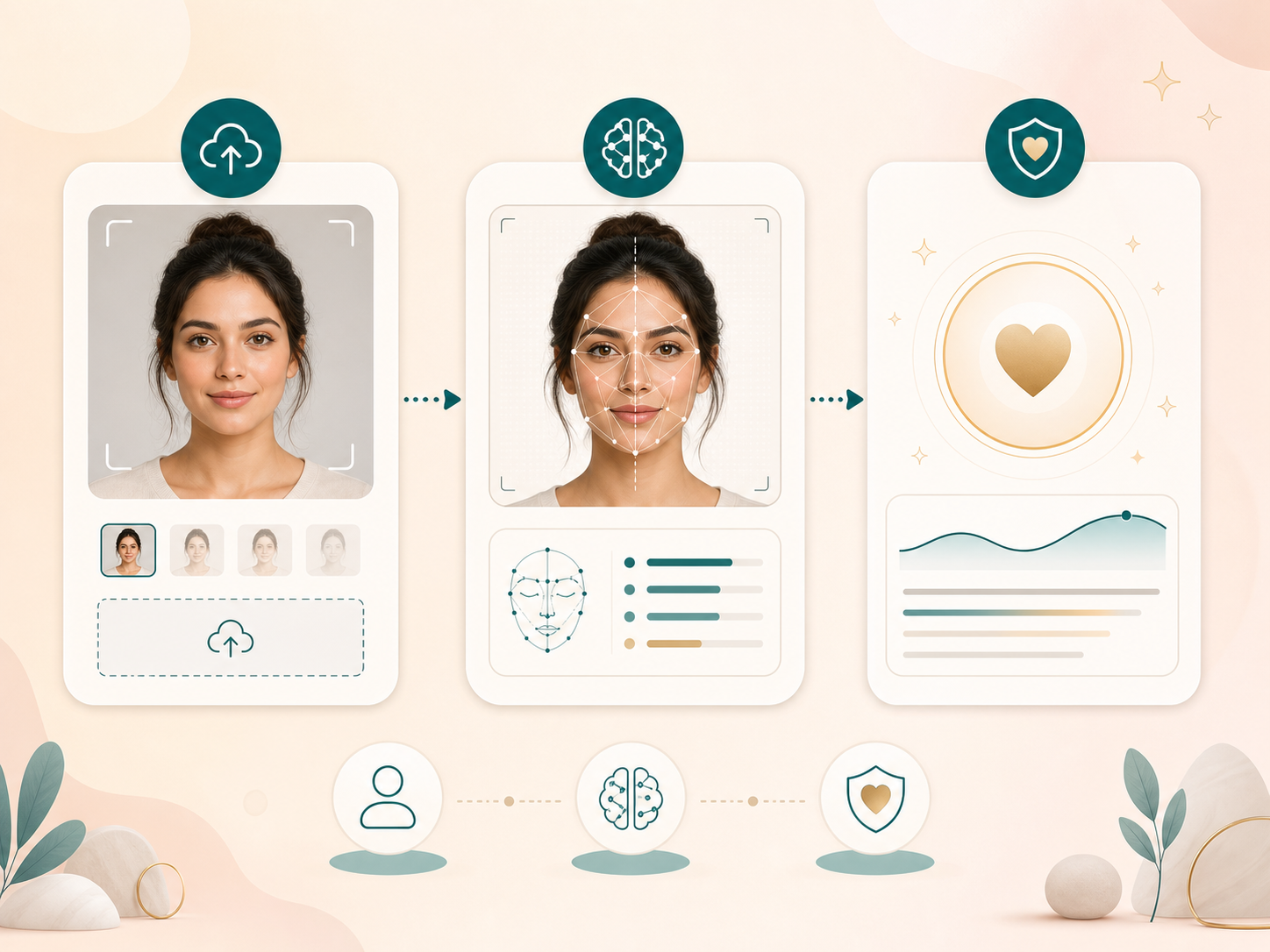 AI attractiveness test workflow showing upload, analysis, and result review