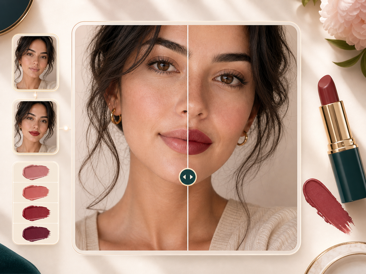 Portrait analysis illustration with symmetry and feature balance guides