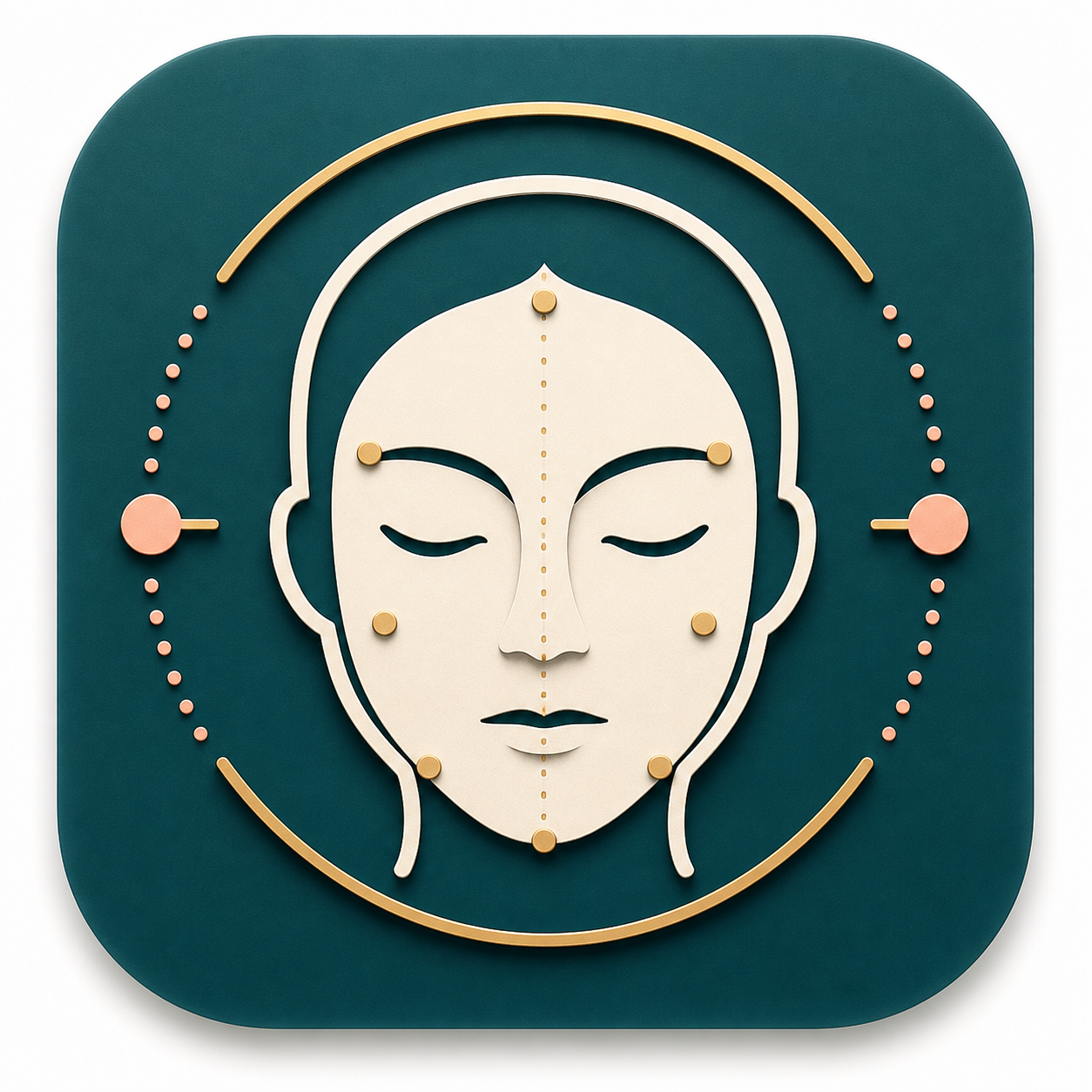 Icon showing balanced facial landmark signals for attractiveness analysis