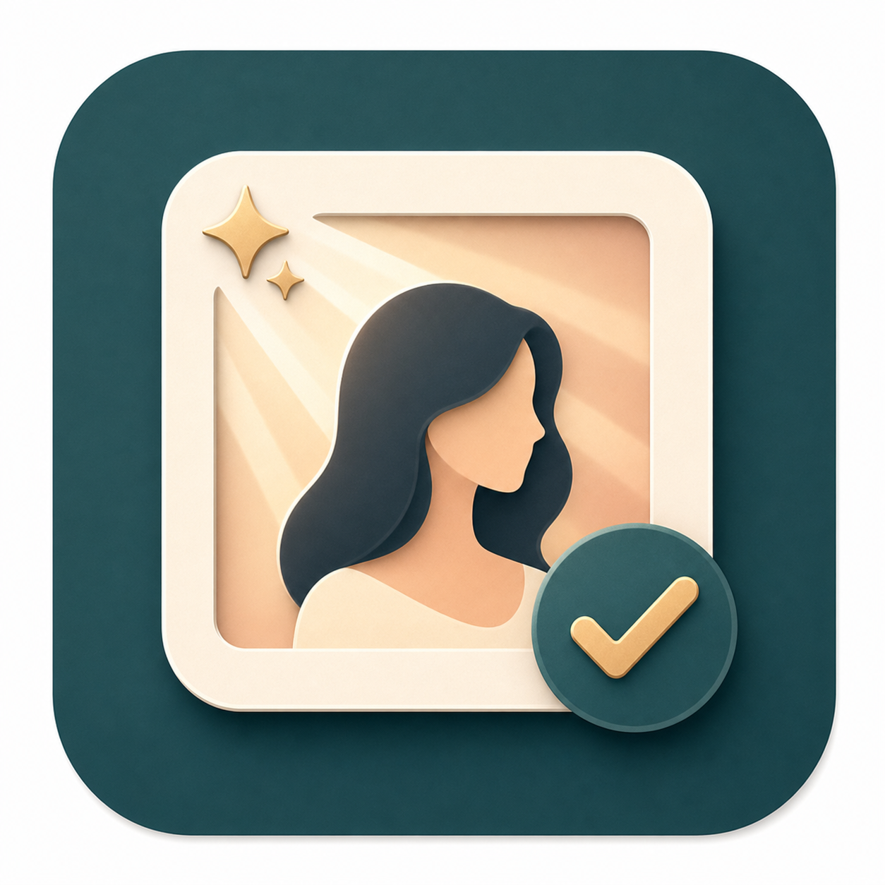 Icon showing photo quality guidance for a clear portrait upload