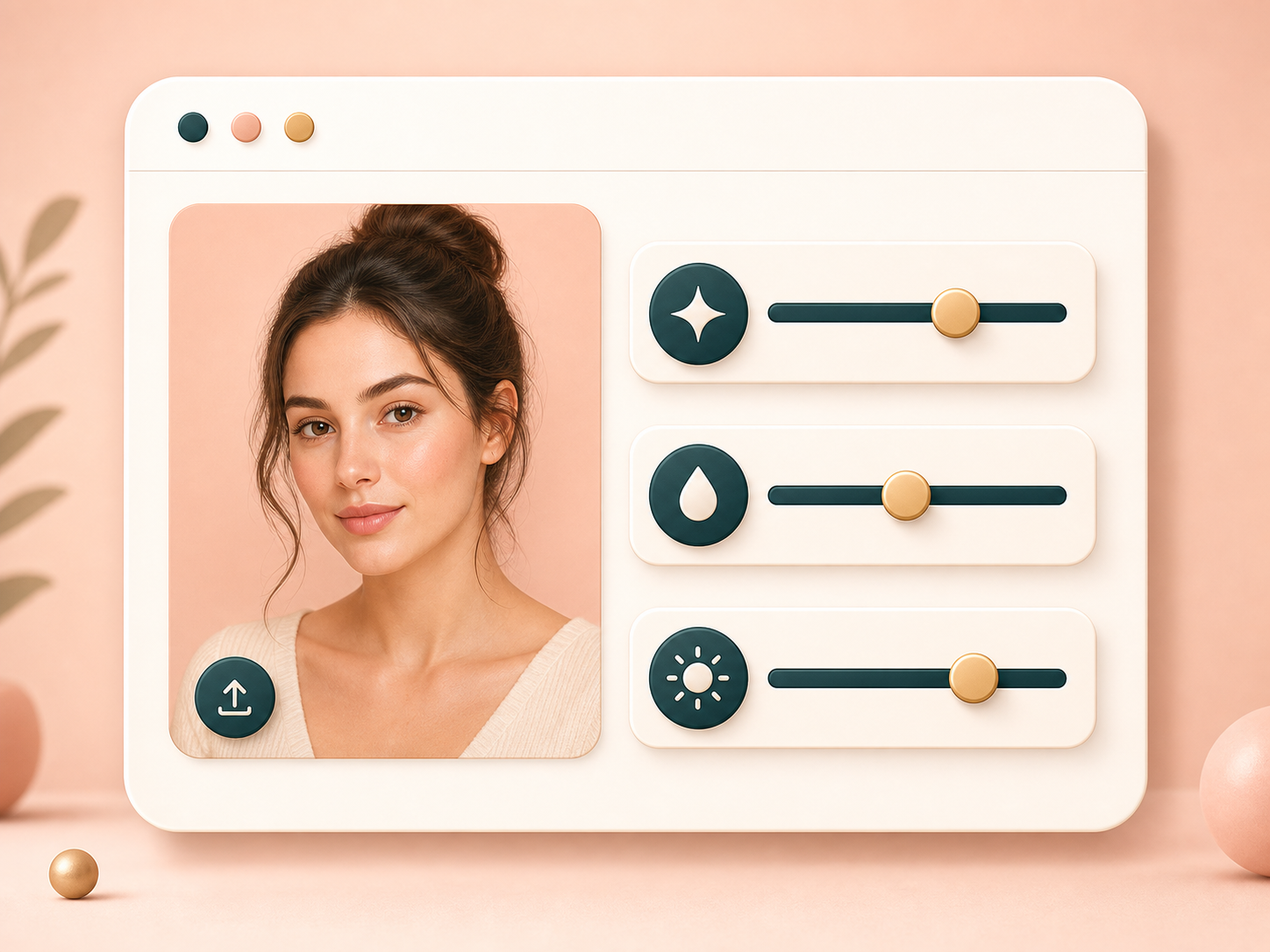 AI beauty filter controls for portrait sharpness, smoothing, and tone