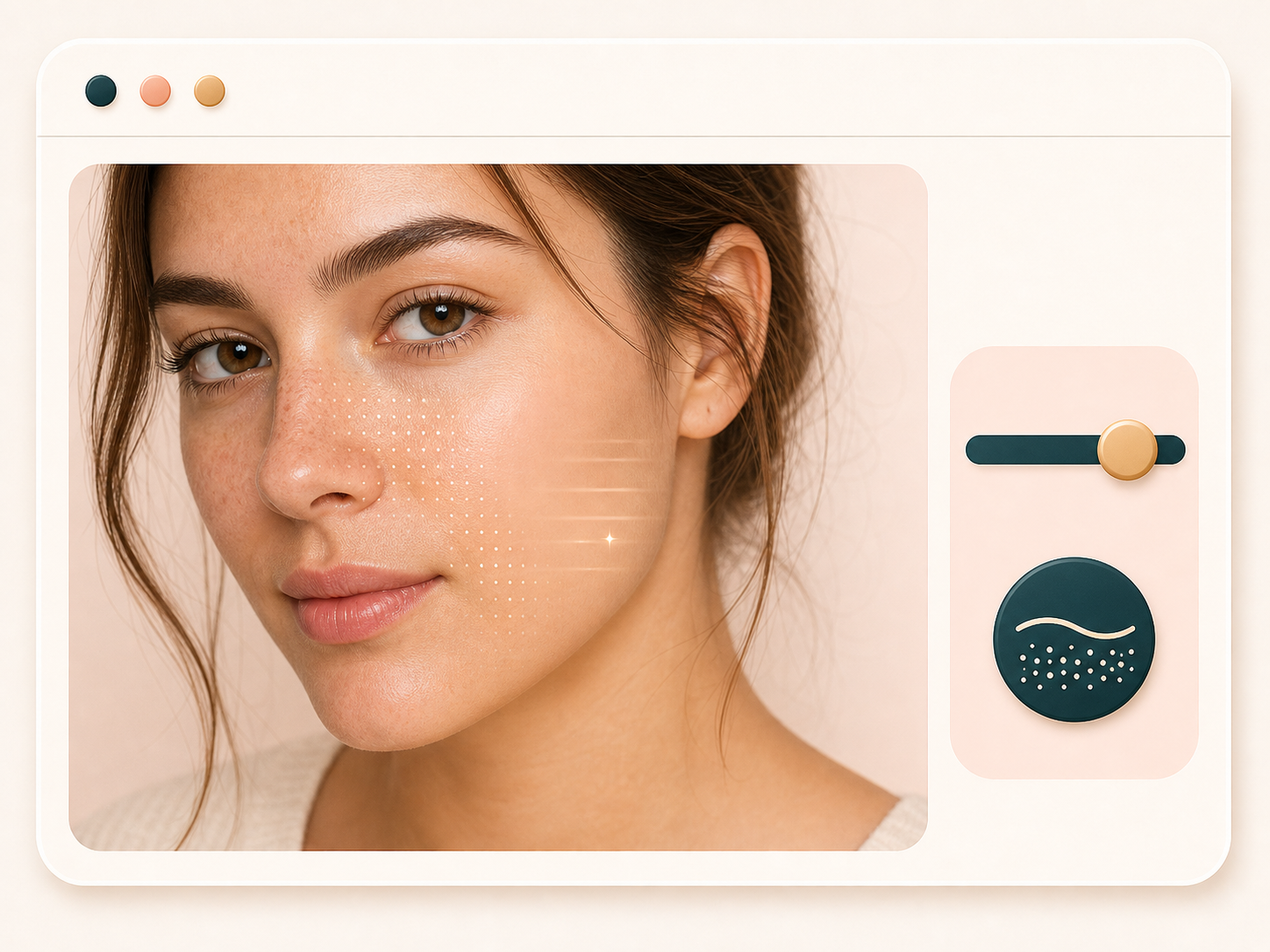 Skin smoothing control shown on a portrait editing preview